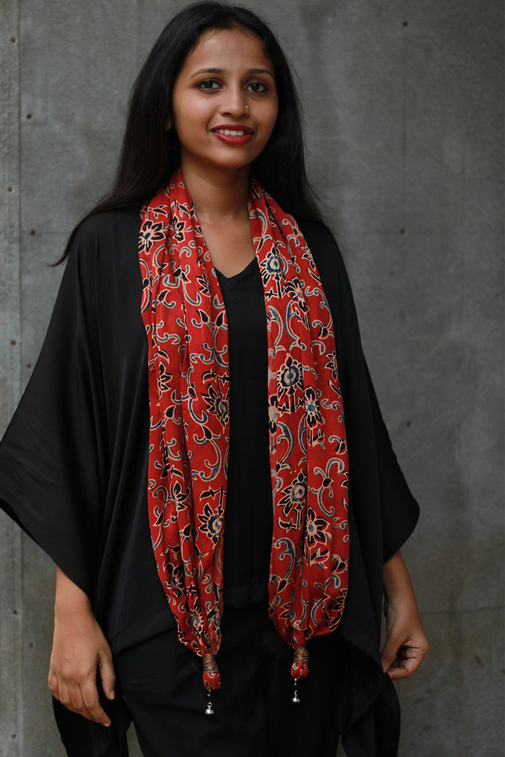 Scarf with Magnets | Madder Floral Ajrakh