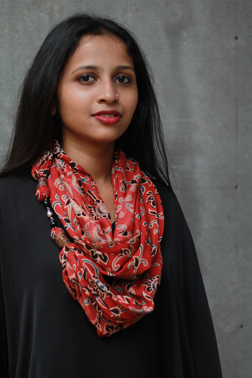 Scarf with Magnets | Madder Floral Ajrakh