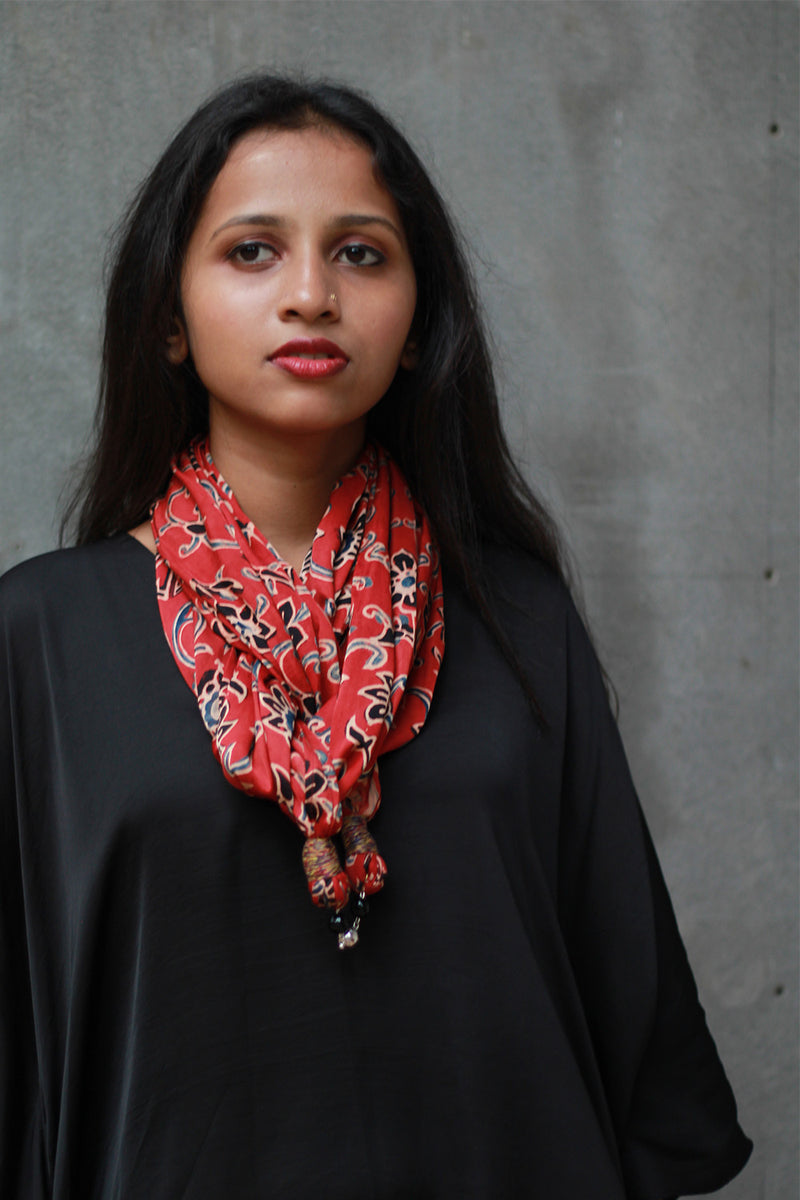 Scarf with Magnets | Madder Floral Ajrakh
