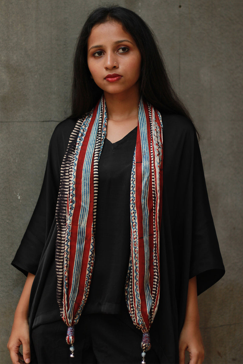 Scarf with Magnets | Madder Stripes Ajrakh