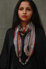 Scarf with Magnets | Madder Stripes Ajrakh