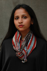 Scarf with Magnets | Madder Stripes Ajrakh