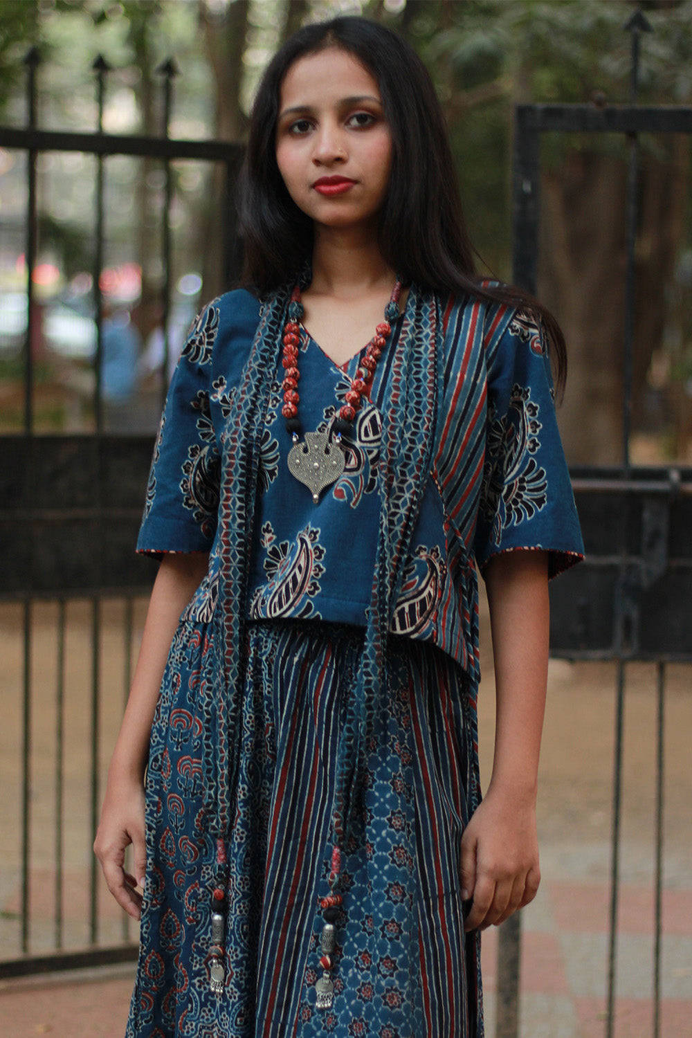 Rangat | Necklace Scarf | Mul Ajrakh | Blue