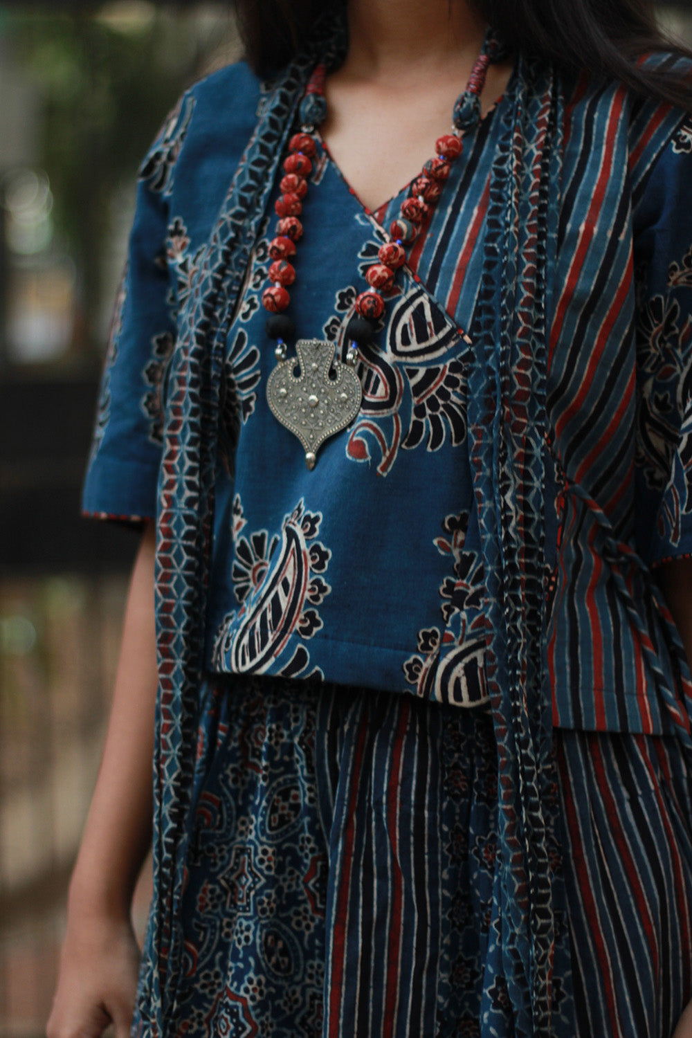 Rangat | Necklace Scarf | Mul Ajrakh | Blue