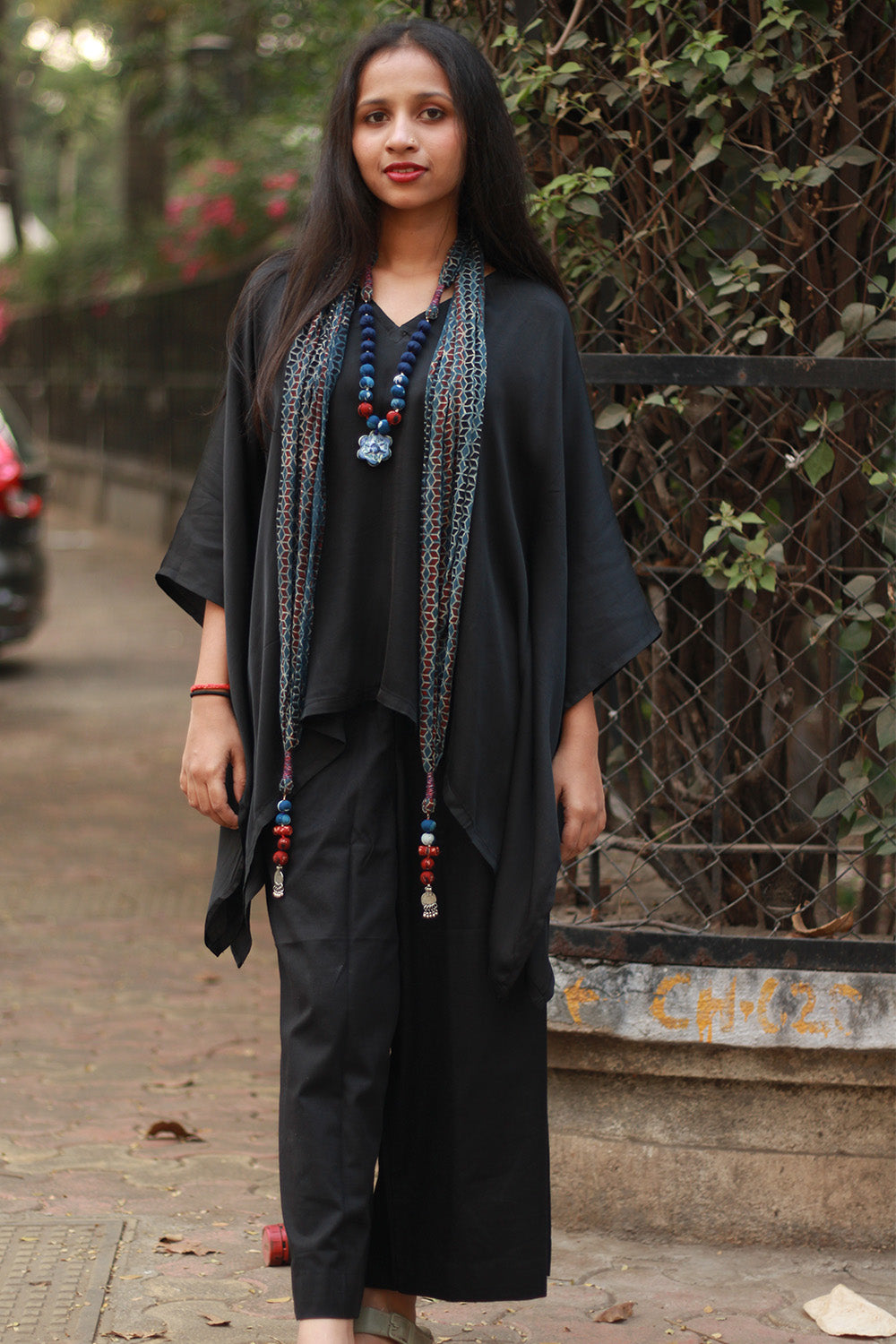 Rangat | Necklace Scarf | Mul Ajrakh | Blue