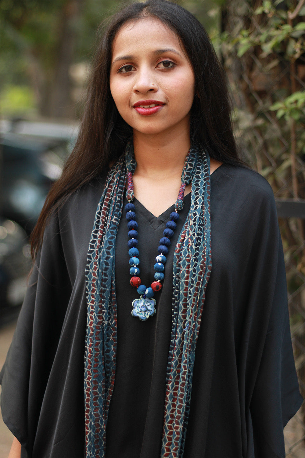 Rangat | Necklace Scarf | Mul Ajrakh | Blue