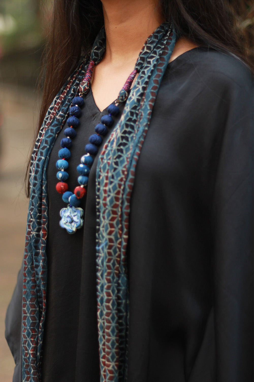 Rangat | Necklace Scarf | Mul Ajrakh | Blue