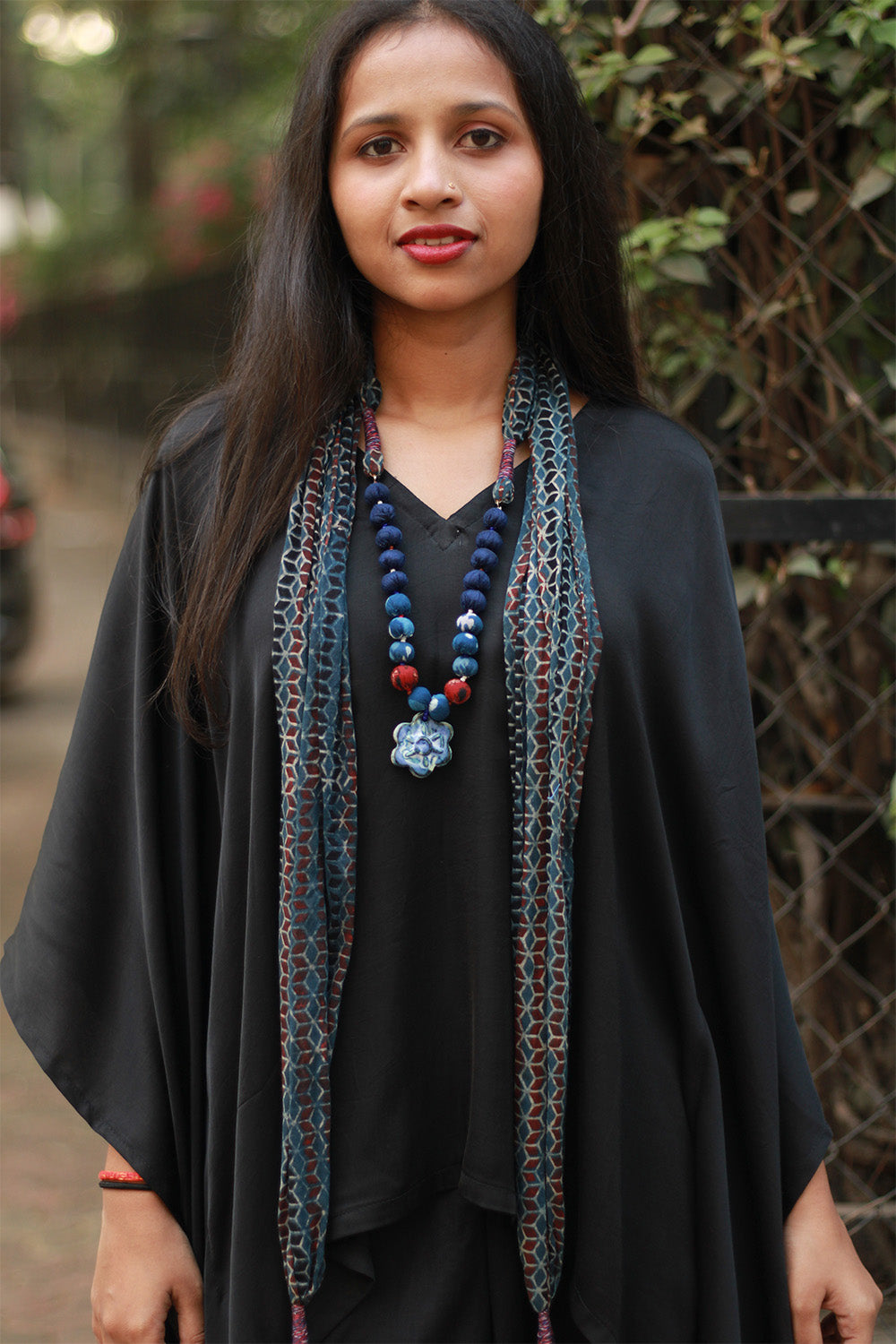 Rangat | Necklace Scarf | Mul Ajrakh | Blue