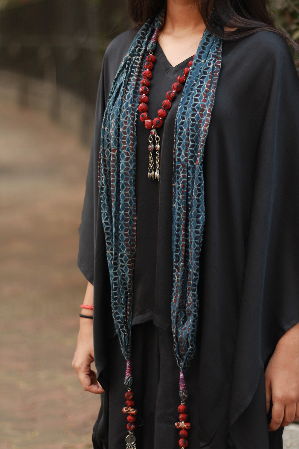 Rangat | Necklace Scarf | Mul Ajrakh | Blue