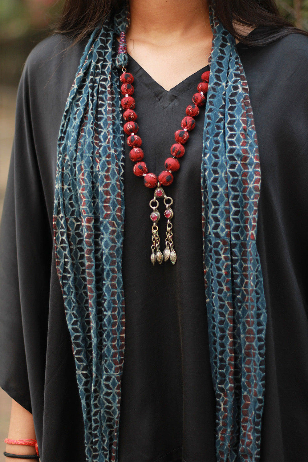 Rangat | Necklace Scarf | Mul Ajrakh | Blue