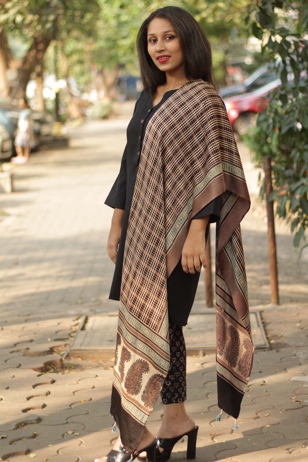 Antara | Modal Silk Ajrakh Stole