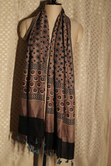 Cotton Silk Stole | Cinnamon Circles Ajrakh