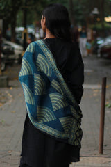 Antara | Modal Silk Stole | ISea Green Trikon Ajrakh