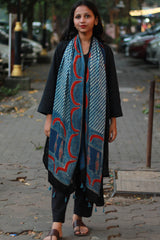 Antara | Modal Silk Stole | Indigo Choukor Ajrakh