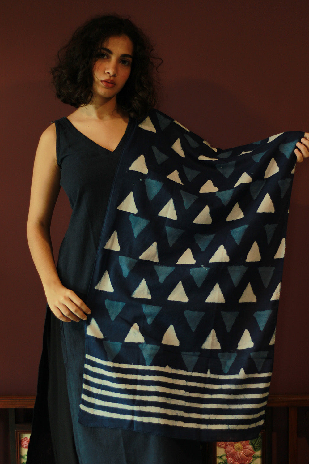 Cotton Stole | Bagru | Indigo Trikon
