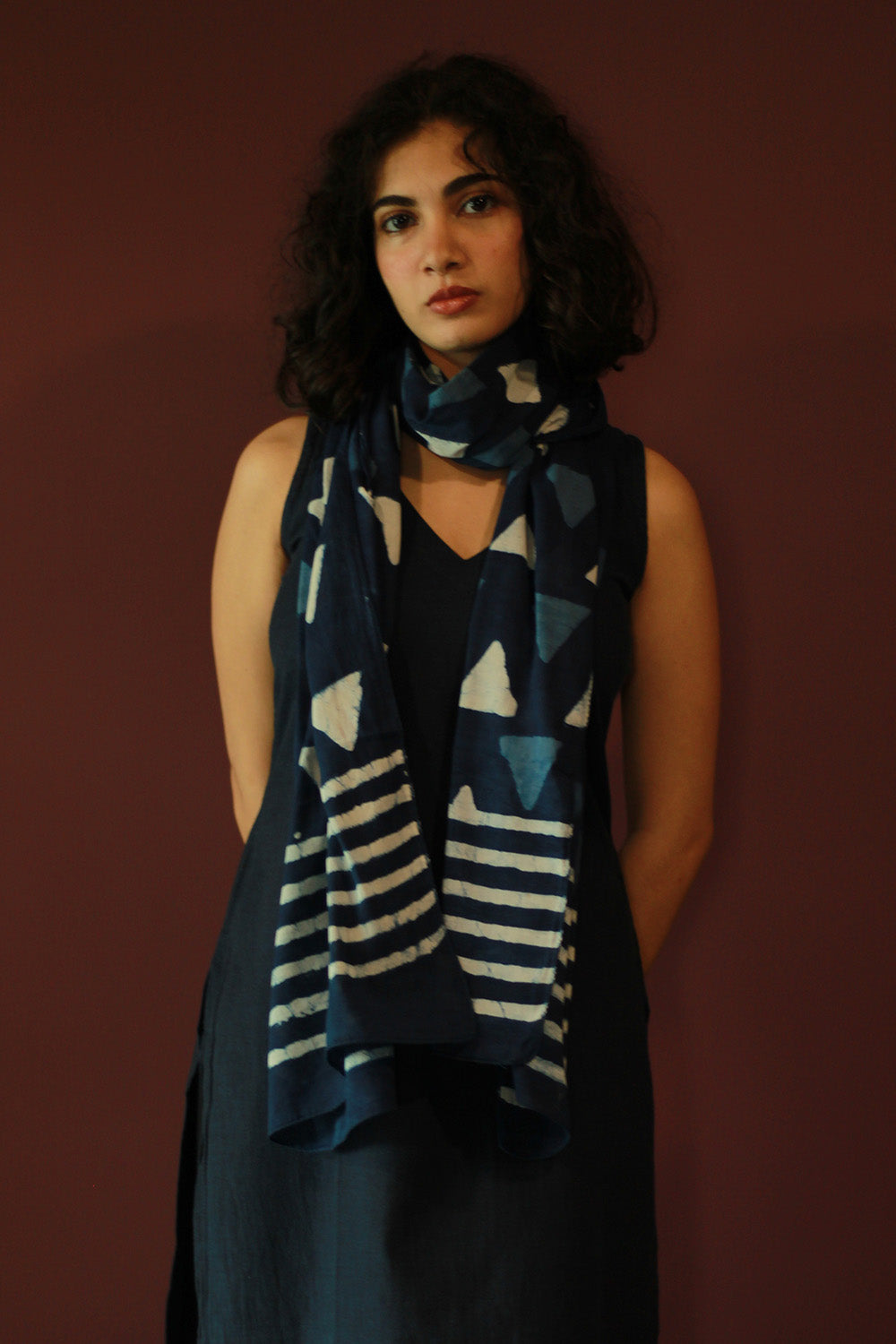 Cotton Stole | Bagru | Indigo Trikon