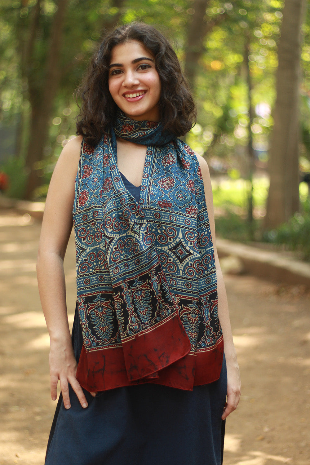Antara | Ajrakh Modal Silk Stole
