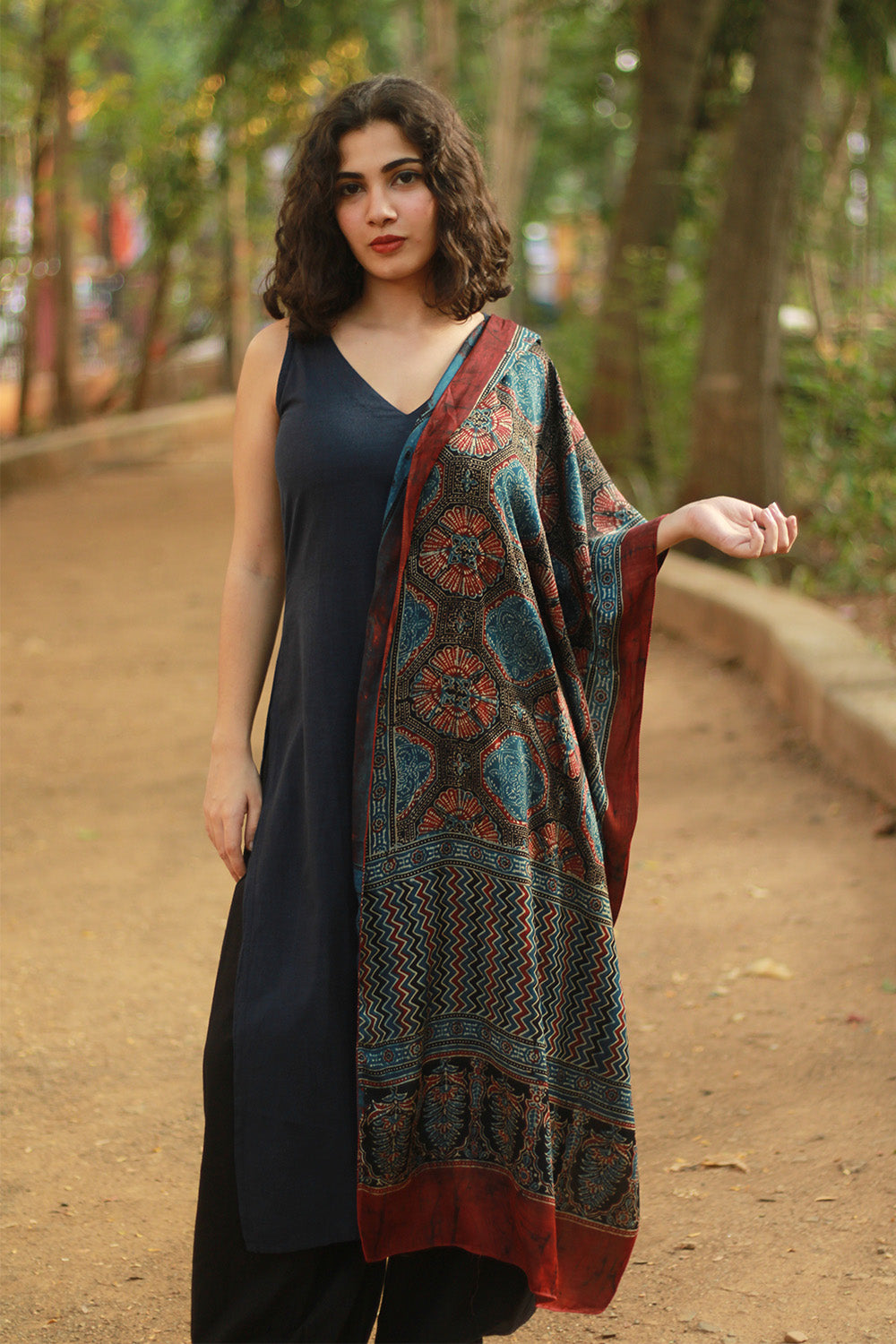 Antara | Ajrakh Modal Silk Stole