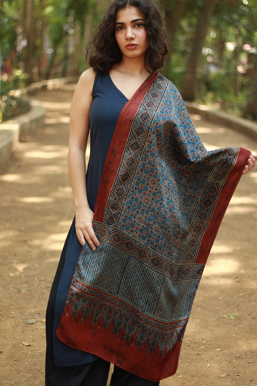 Antara | Ajrakh Modal Silk Stole