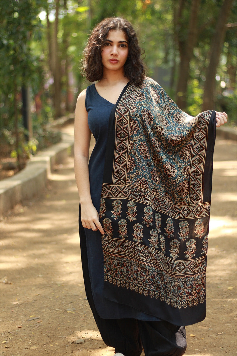 Antara | Ajrakh Modal Silk Stole