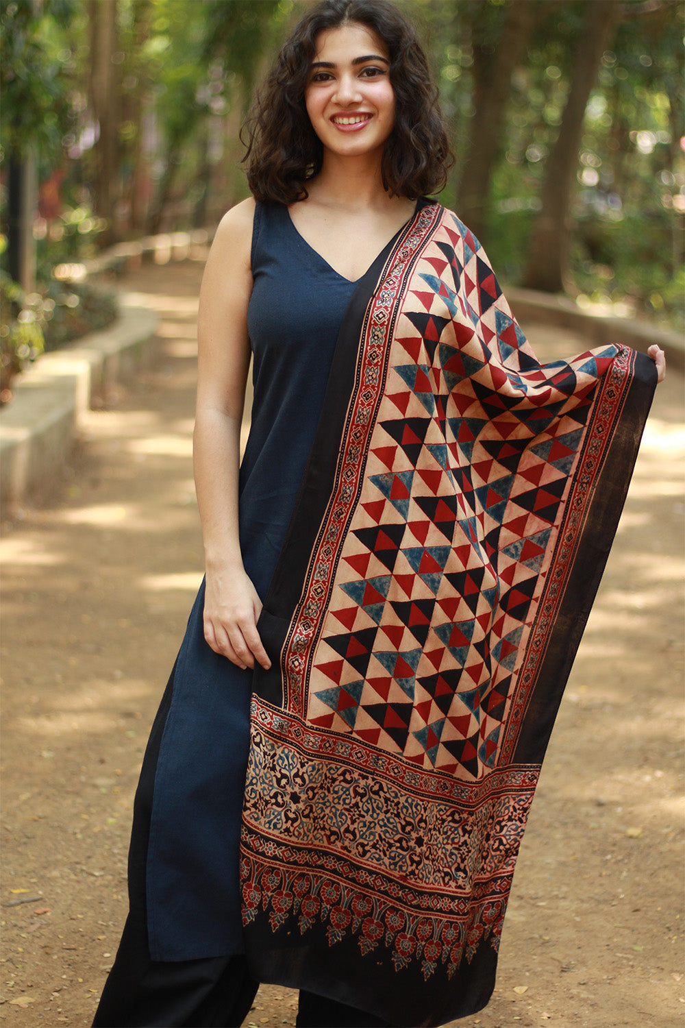 Antara | Ajrakh Modal Silk Stole