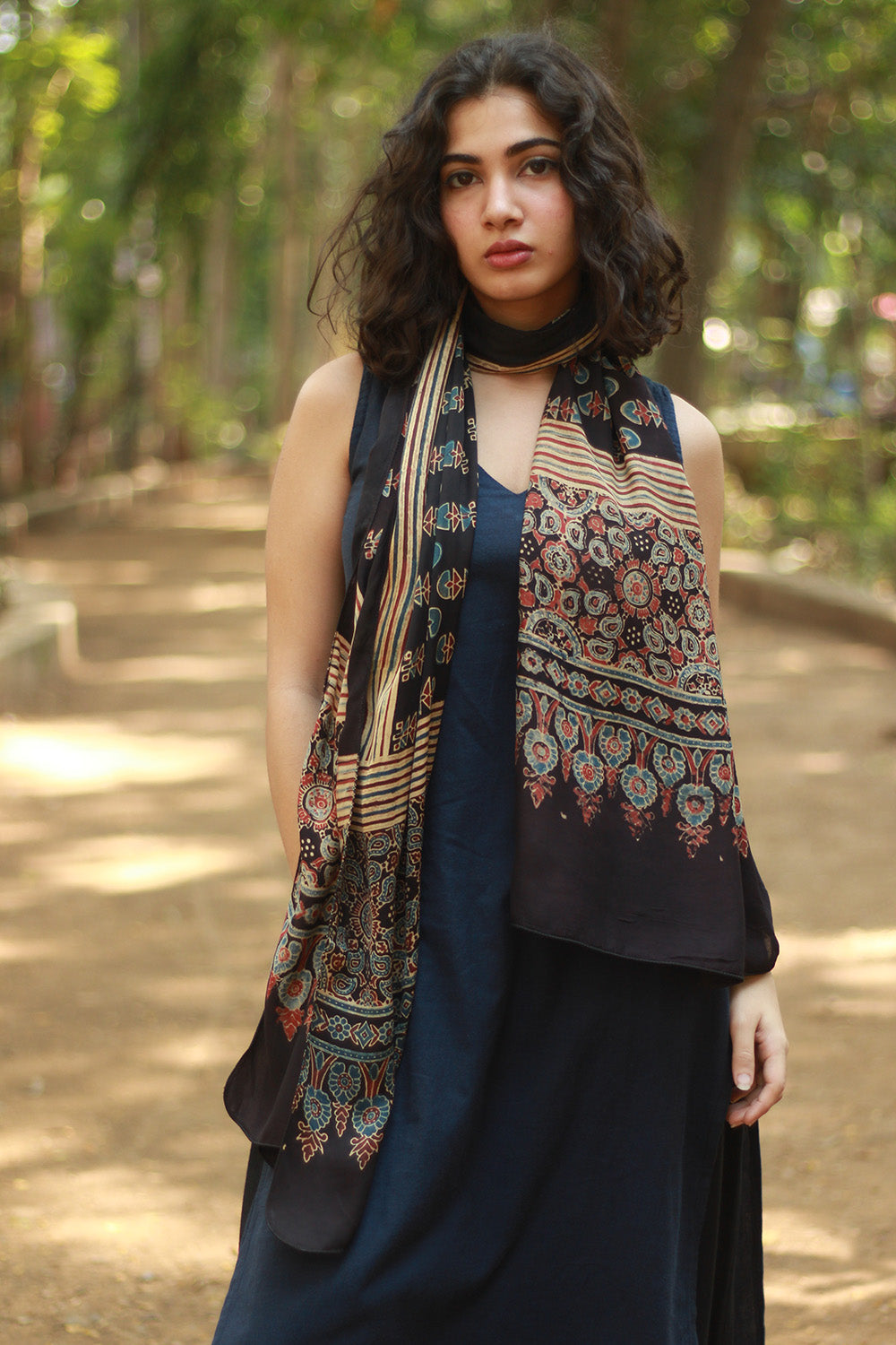 Antara | Ajrakh Modal Silk Stole