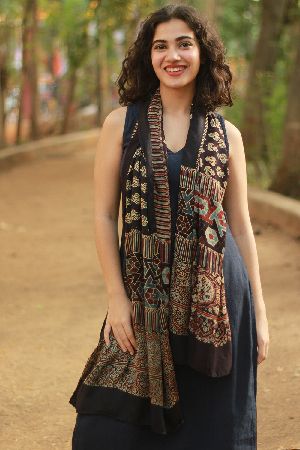 Antara | Ajrakh Modal Silk Stole