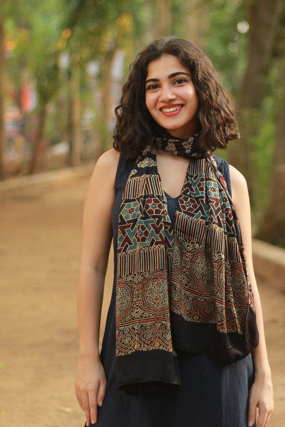 Antara | Ajrakh Modal Silk Stole