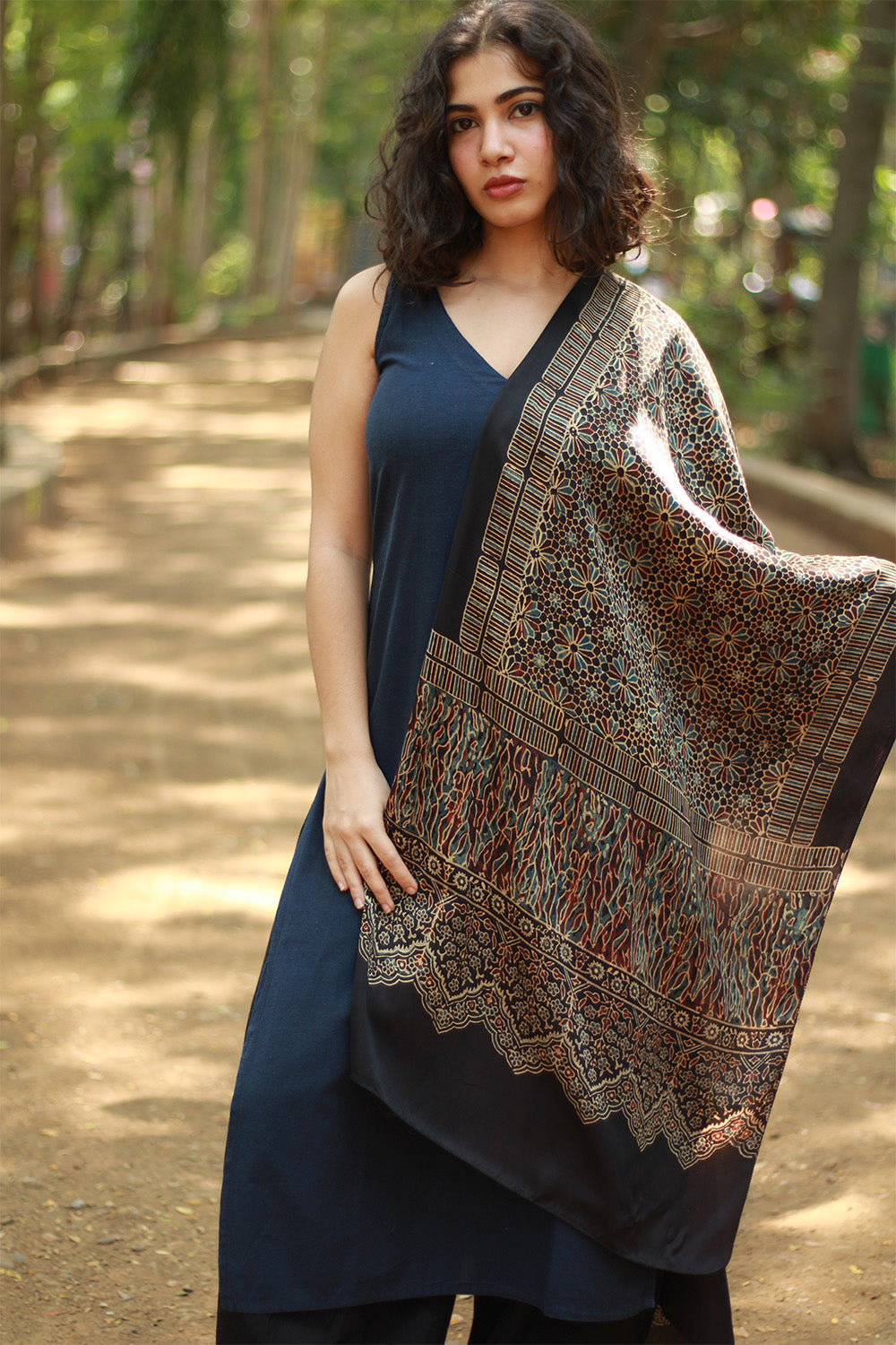 Antara | Ajrakh Modal Silk Stole