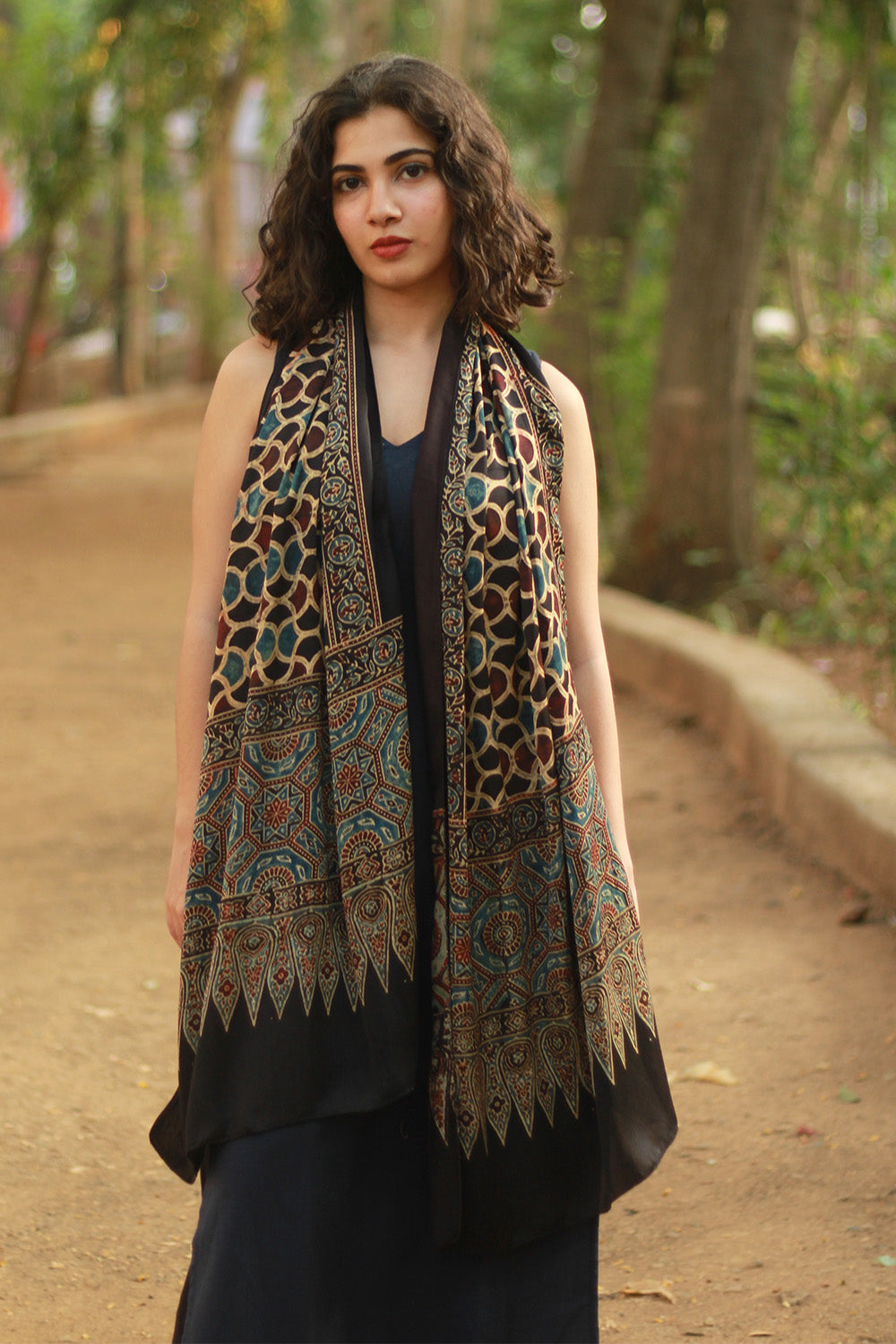 Antara | Ajrakh Modal Silk Stole