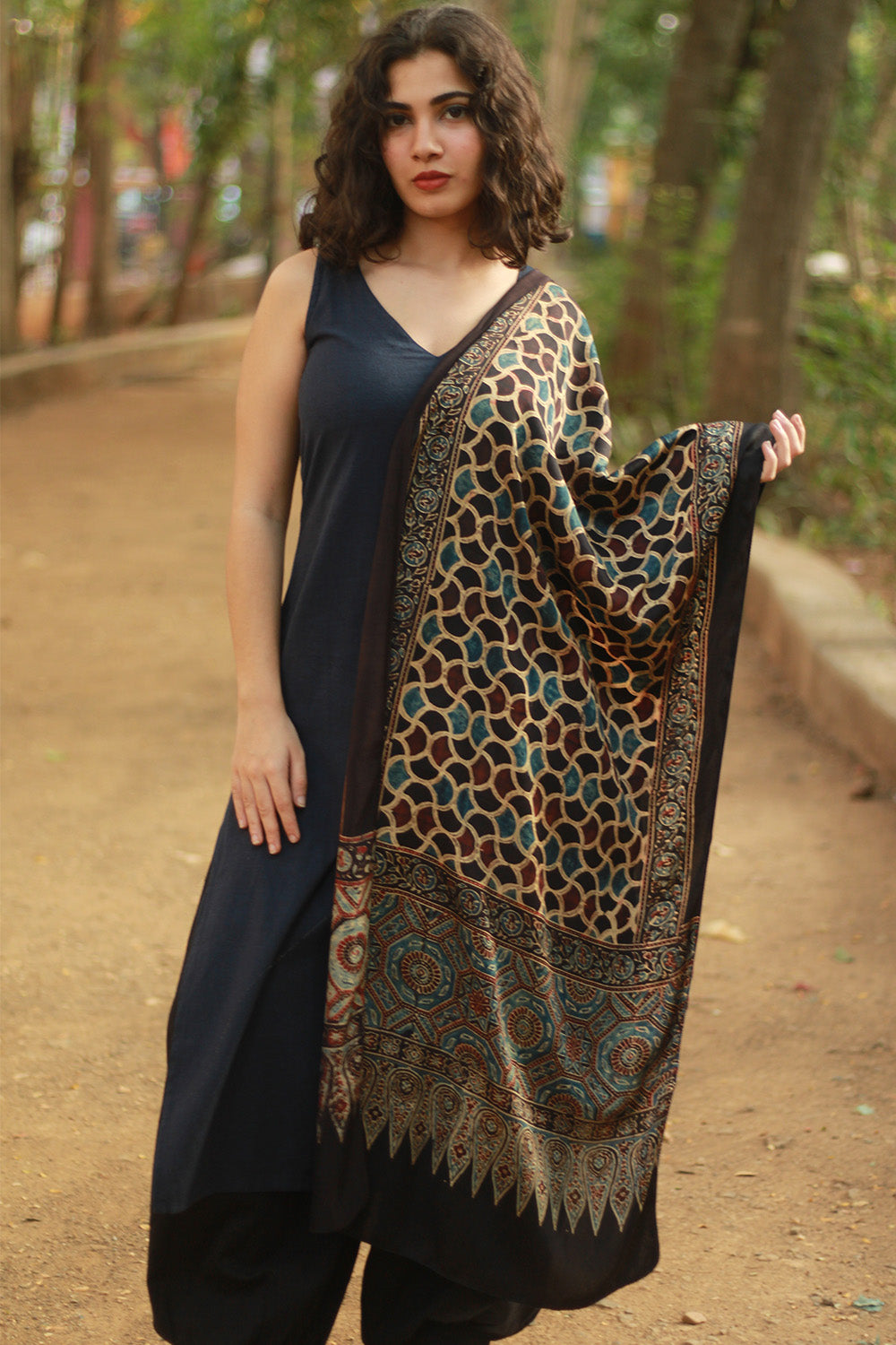 Antara | Ajrakh Modal Silk Stole