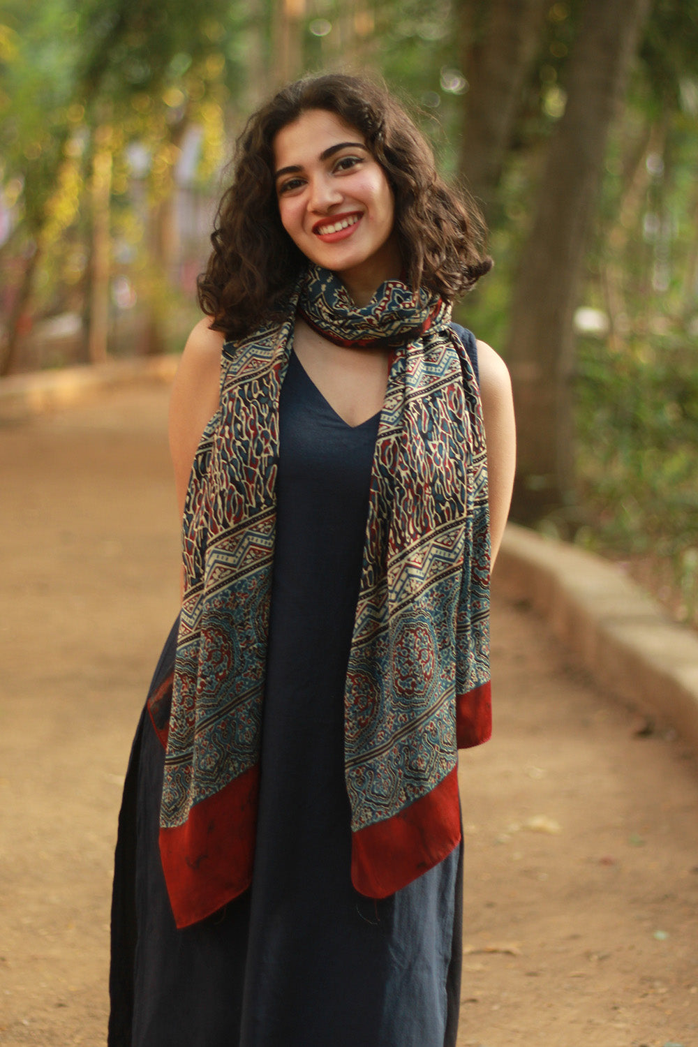 Antara | Ajrakh Modal Silk Stole