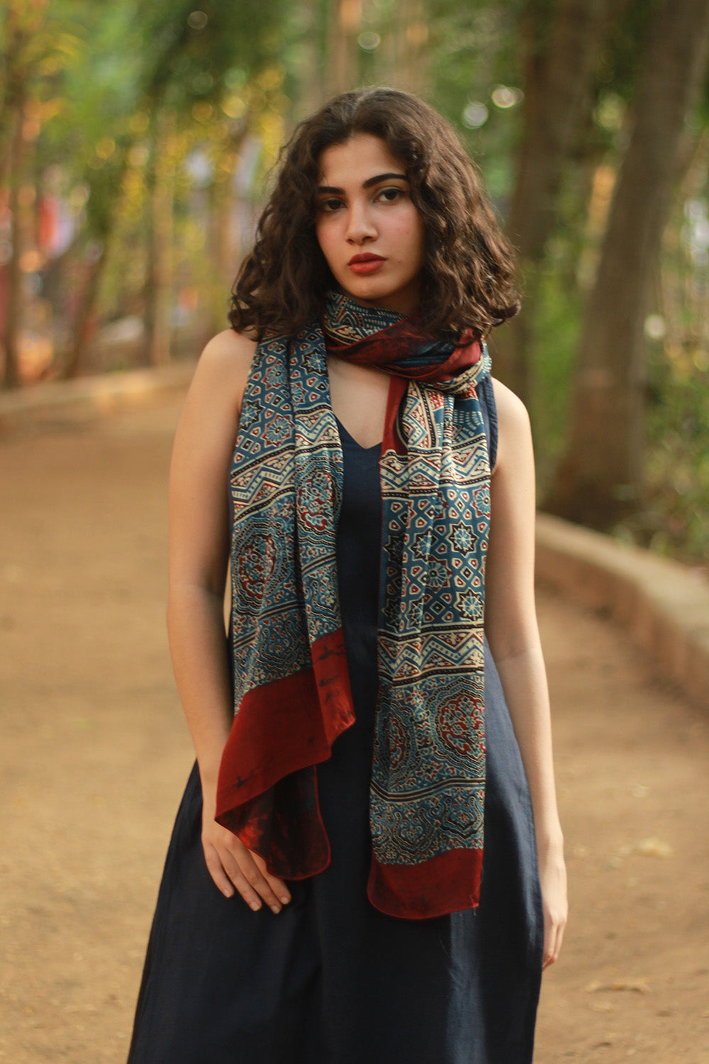 Antara | Ajrakh Modal Silk Stole