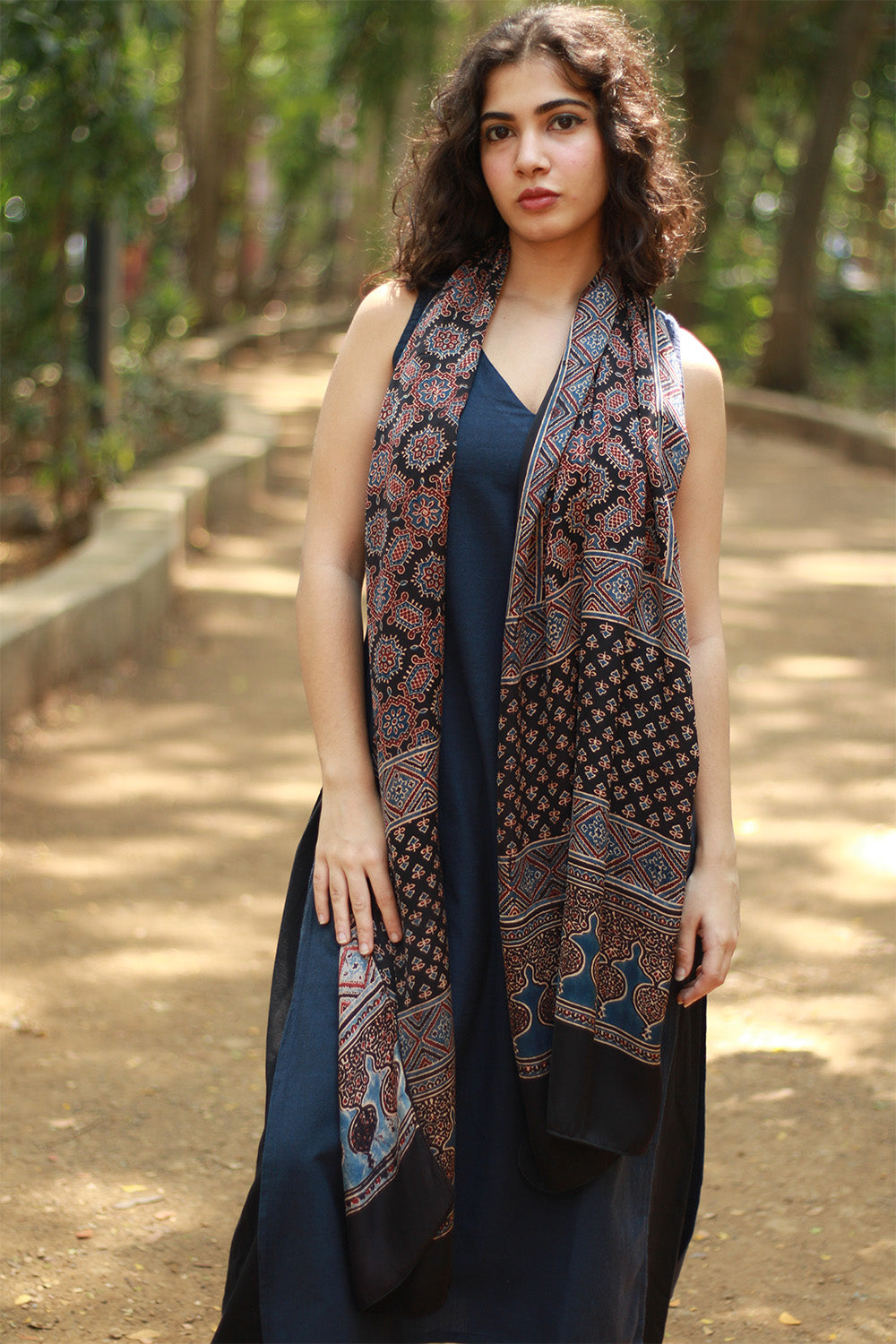 Antara | Ajrakh Modal Silk Stole