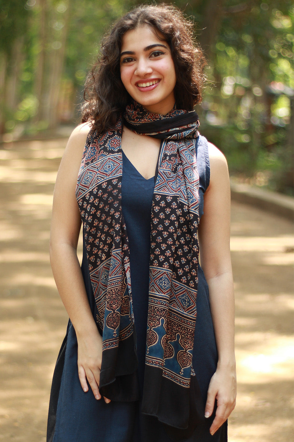 Antara | Ajrakh Modal Silk Stole