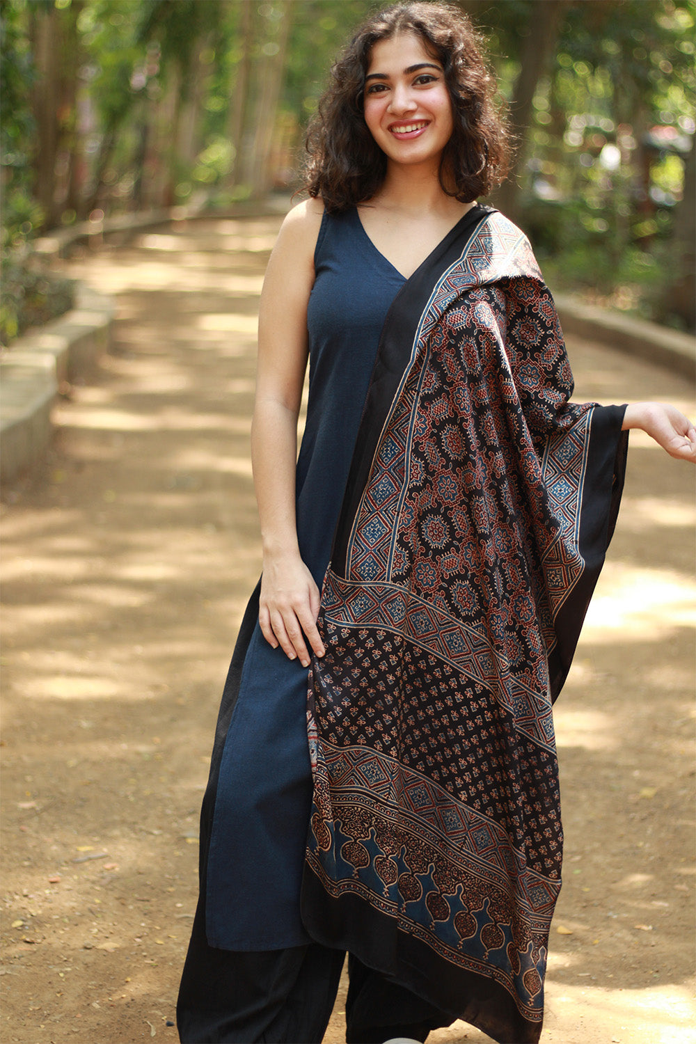 Antara | Ajrakh Modal Silk Stole