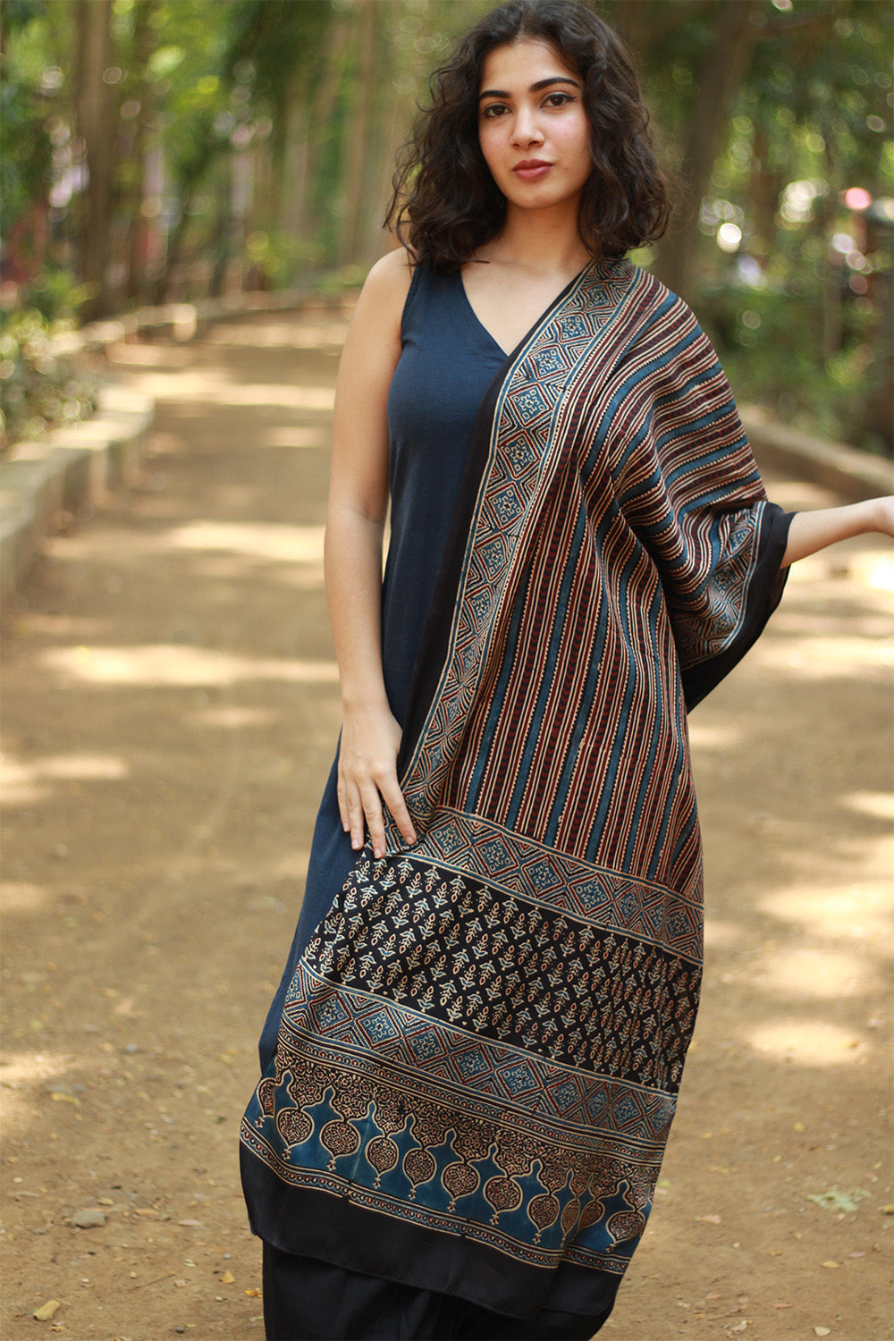 Antara | Ajrakh Modal Silk Stole