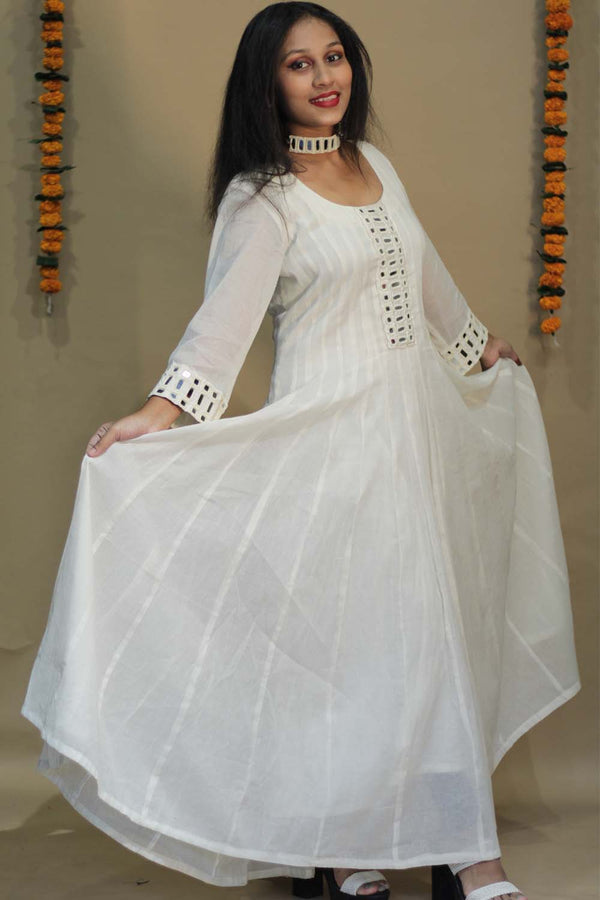 Alankrita | Chaaliskali  | Mirrorwork Yoke in Ivory