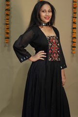 Alankrita | Chaaliskali | Mirrorwork Yoke in Black