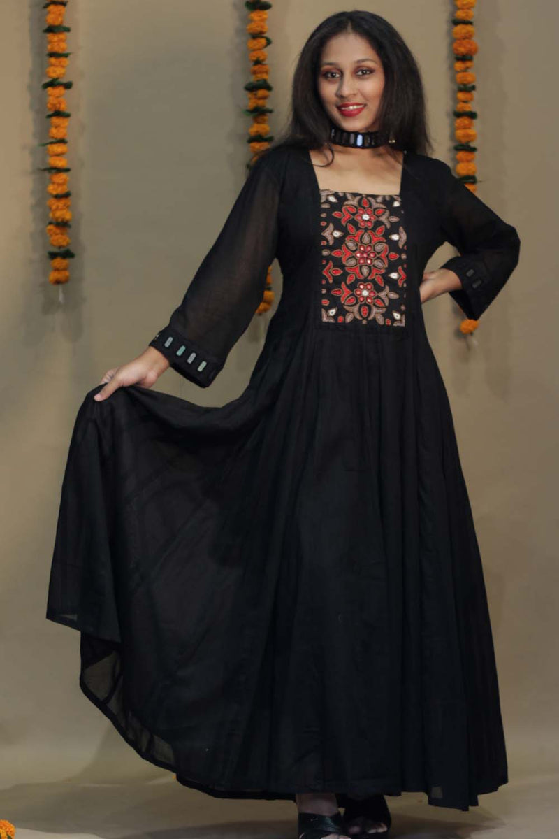 Alankrita | Chaaliskali | Mirrorwork Yoke in Black