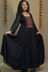 Alankrita | Chaaliskali | Mirrorwork Yoke in Black