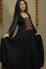 Alankrita | Chaaliskali | Mirrorwork Yoke in Black