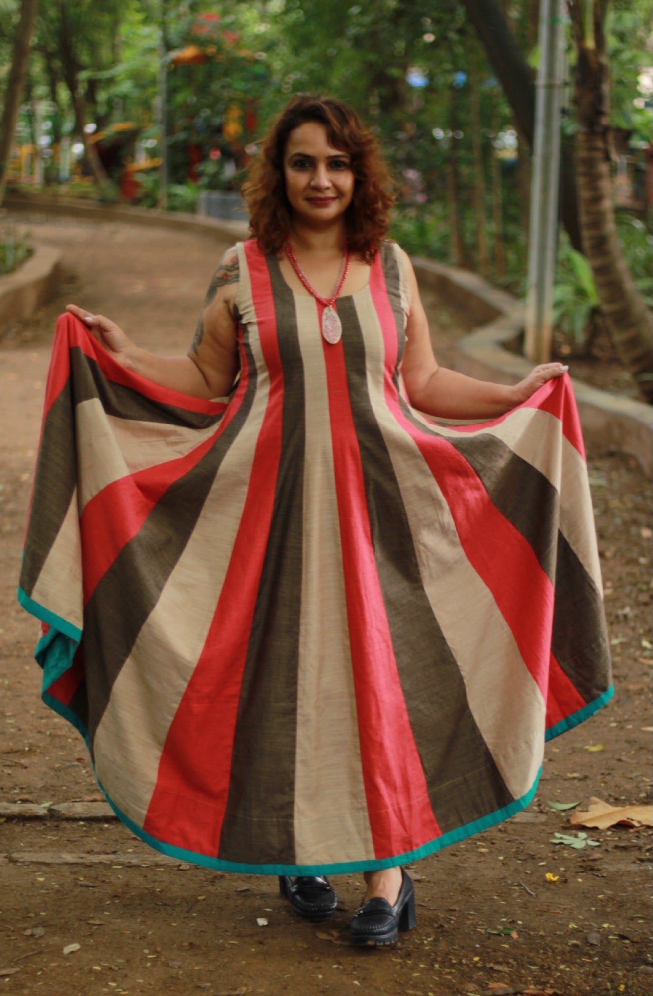 Alankrita | TeesKali Anarkali Kurta/Dress  | Beige & Coral