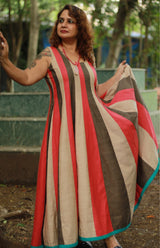 Alankrita | TeesKali Anarkali Kurta/Dress  | Beige & Coral