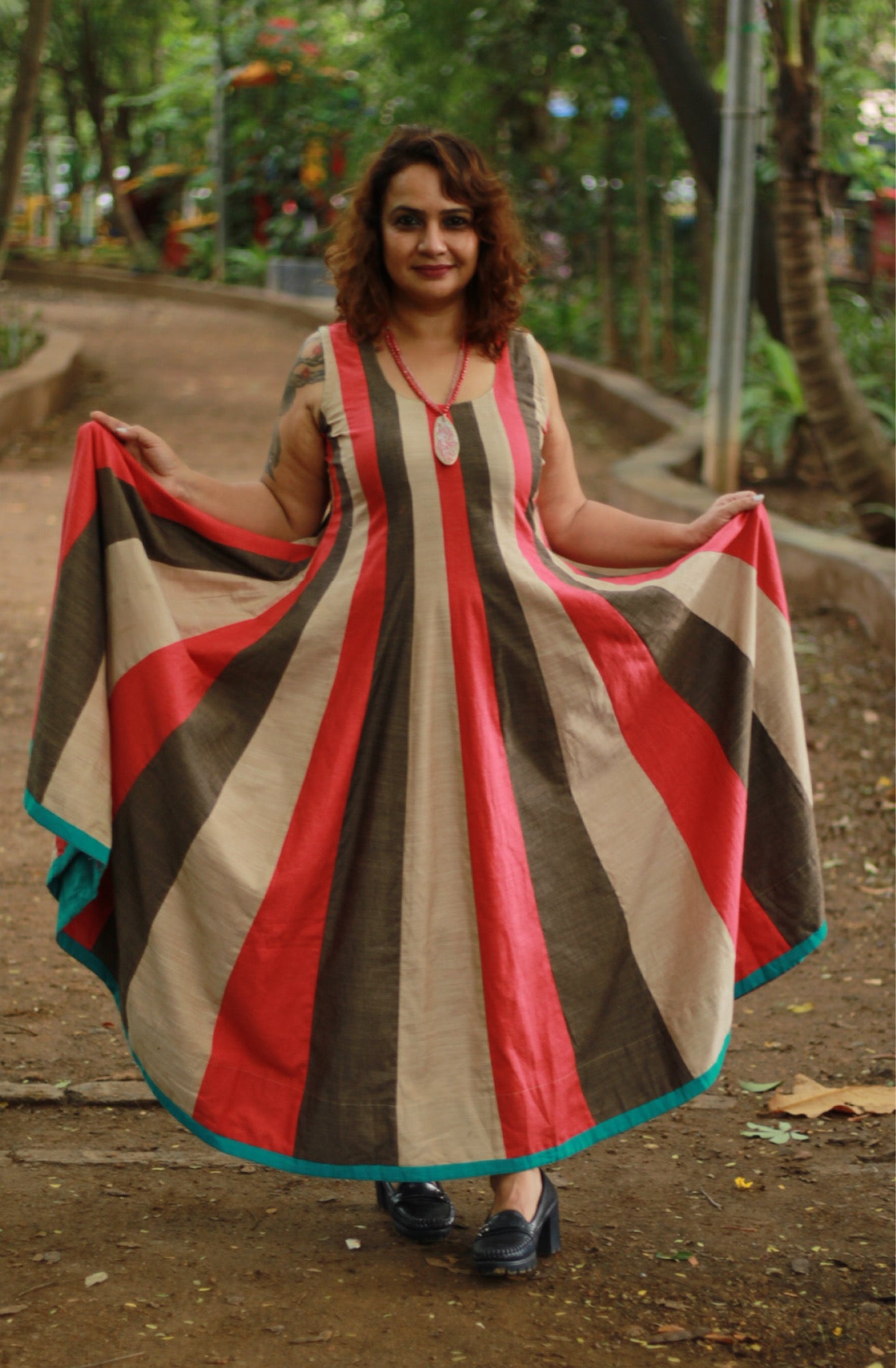 Alankrita | TeesKali Anarkali Kurta/Dress  | Beige & Coral