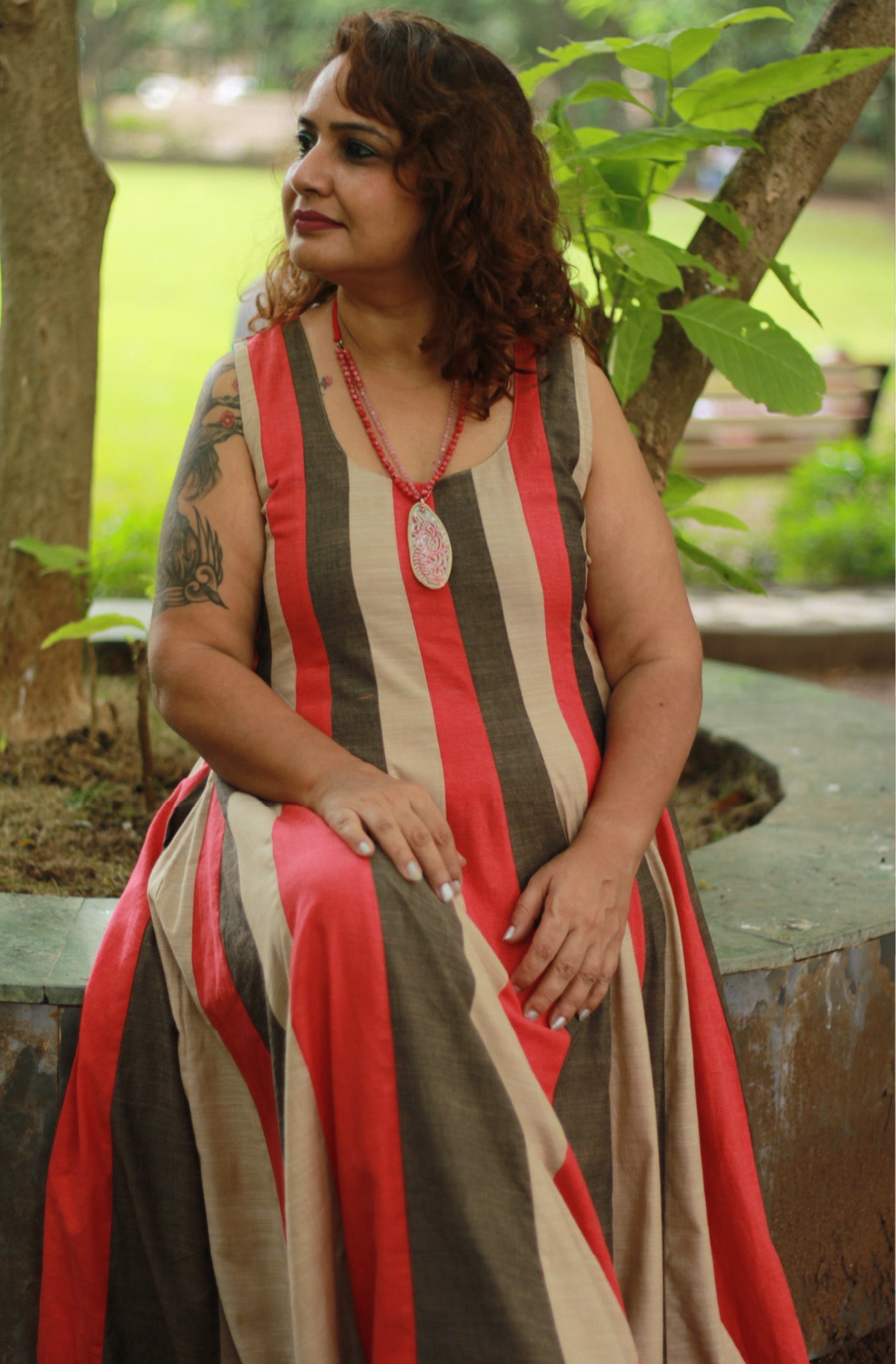 Alankrita | TeesKali Anarkali Kurta/Dress  | Beige & Coral