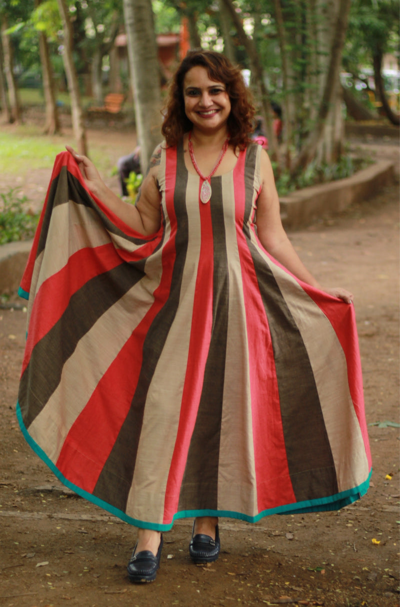 Alankrita | TeesKali Anarkali Kurta/Dress  | Beige & Coral