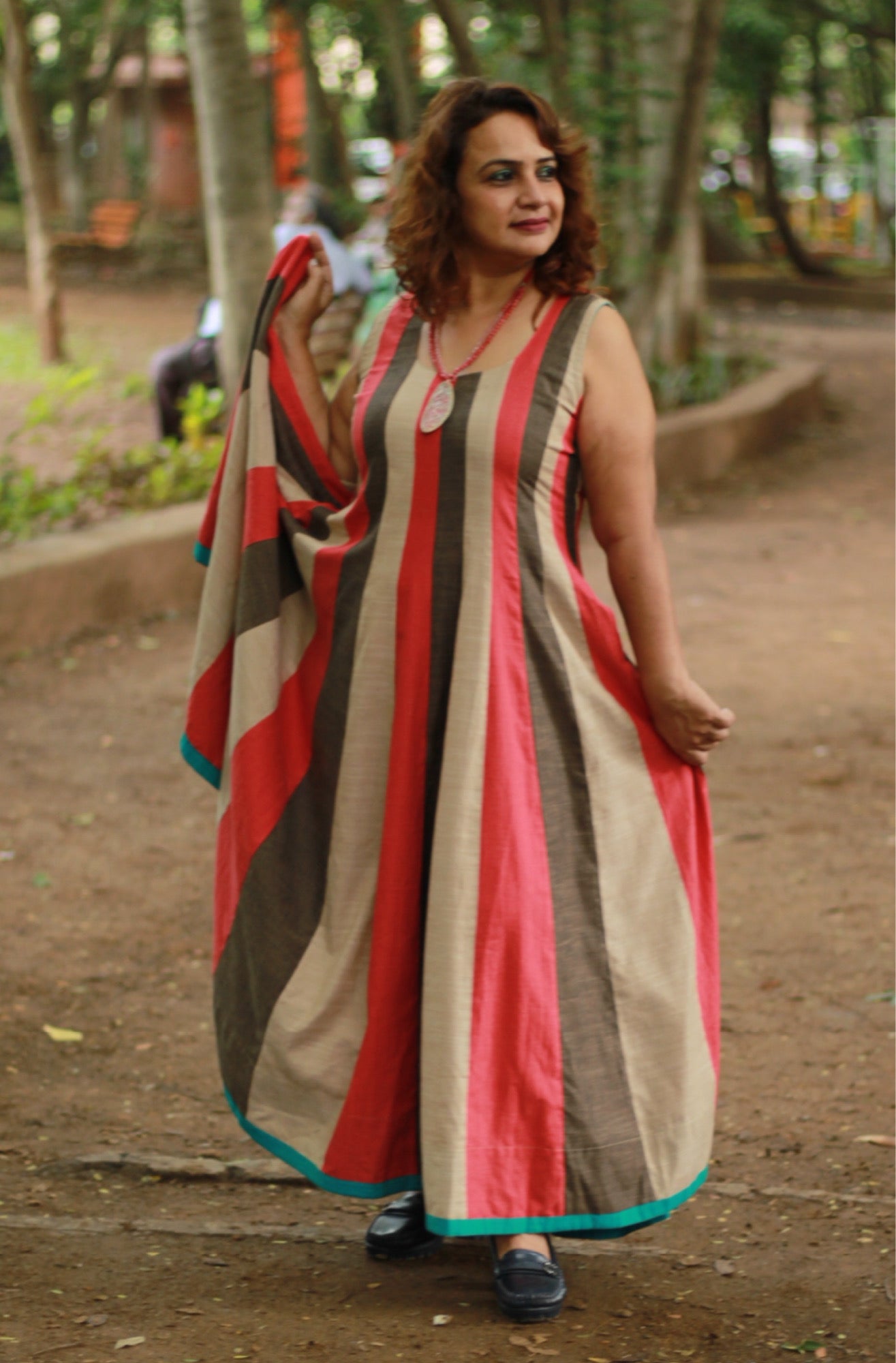 Alankrita | TeesKali Anarkali Kurta/Dress  | Beige & Coral