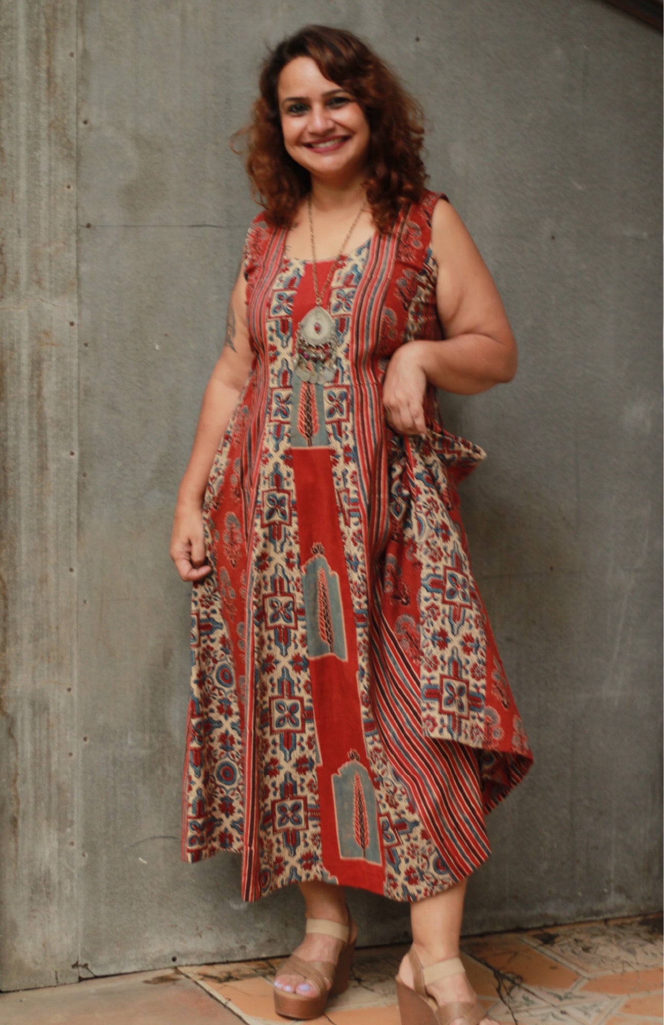 Alankrita | Kalidar Kurta | Madder Ajrakh Medley