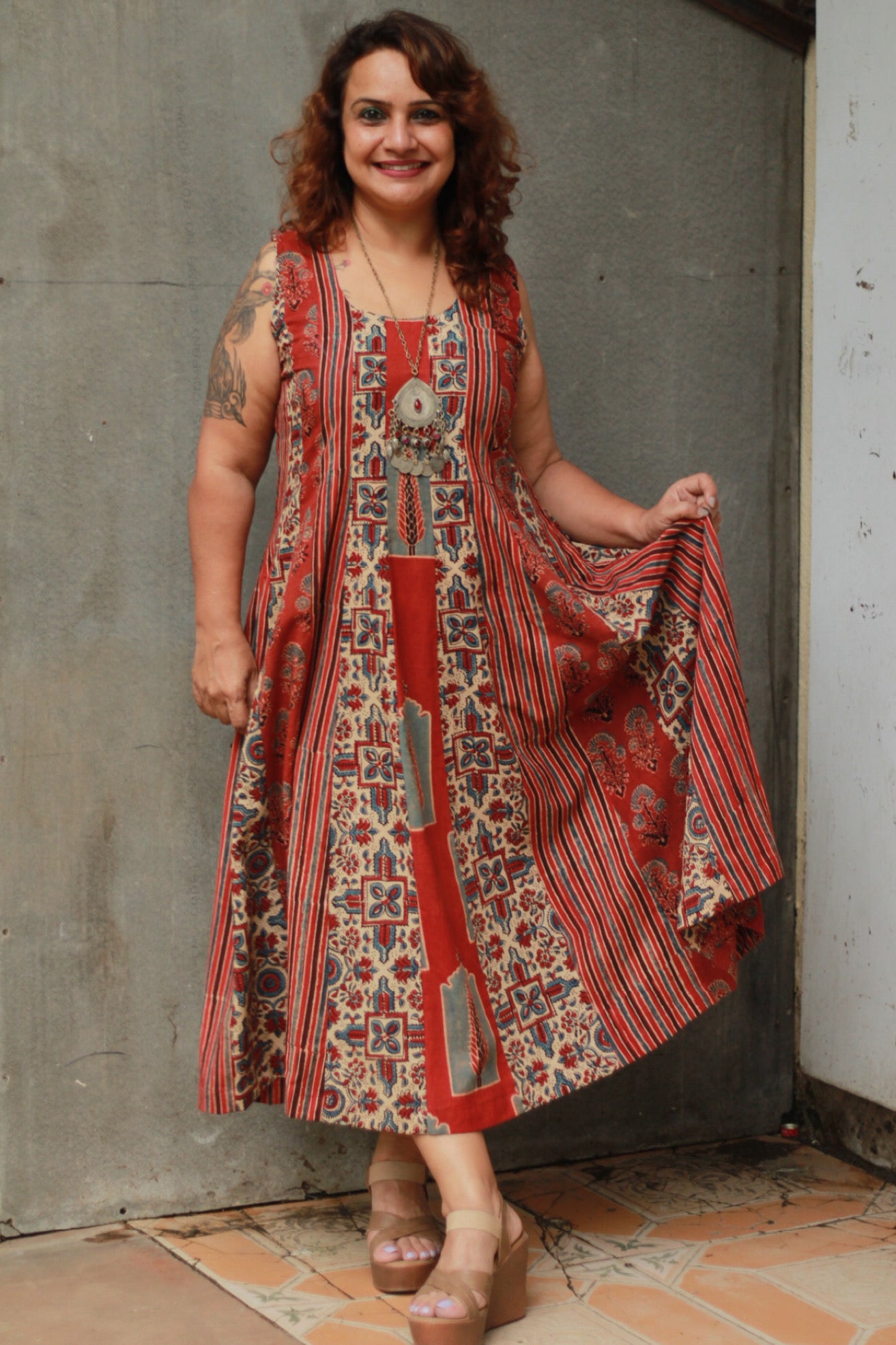 Alankrita | Kalidar Kurta | Madder Ajrakh Medley